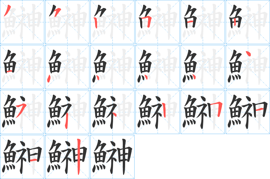 鰰字筆畫寫法