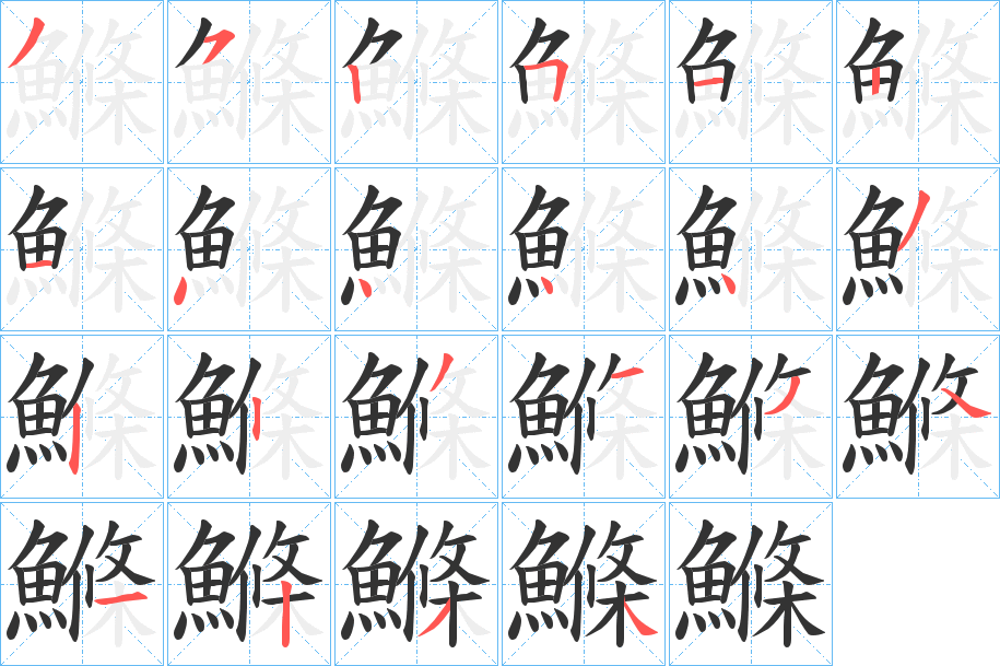 鰷字筆畫寫法