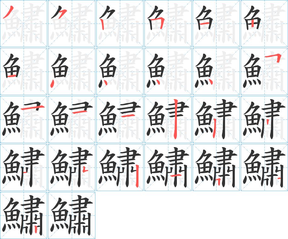 鱐字筆畫寫法