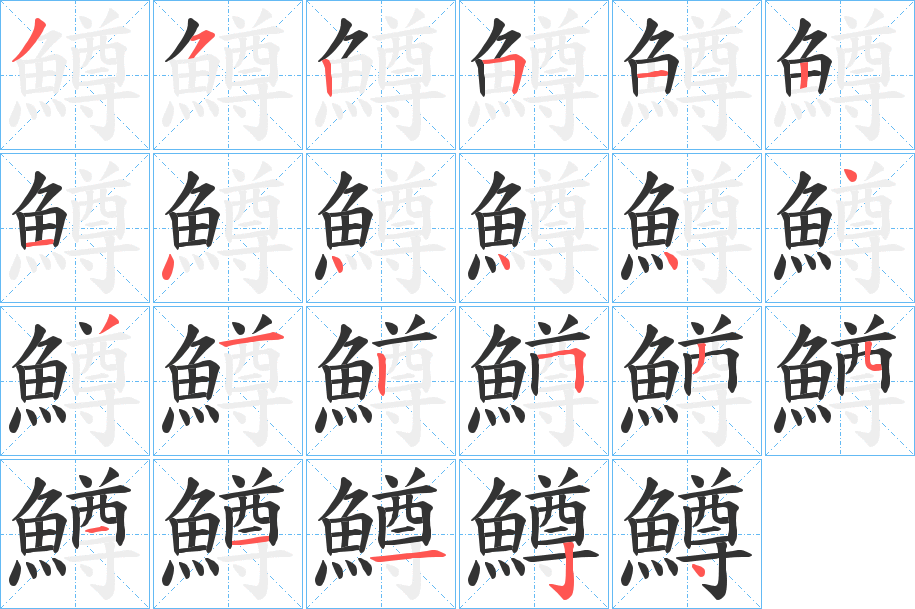 鱒字筆畫寫法