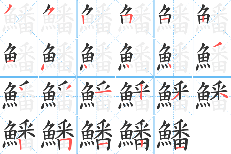 鱕字筆畫寫法
