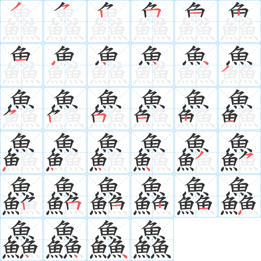 鱻字筆畫寫法