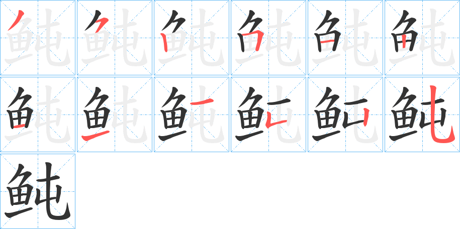 鲀字筆畫寫法