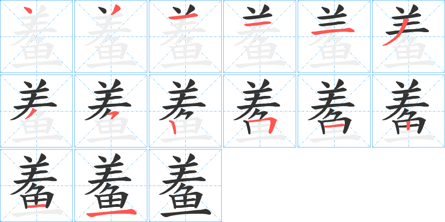 鲝字筆畫寫法
