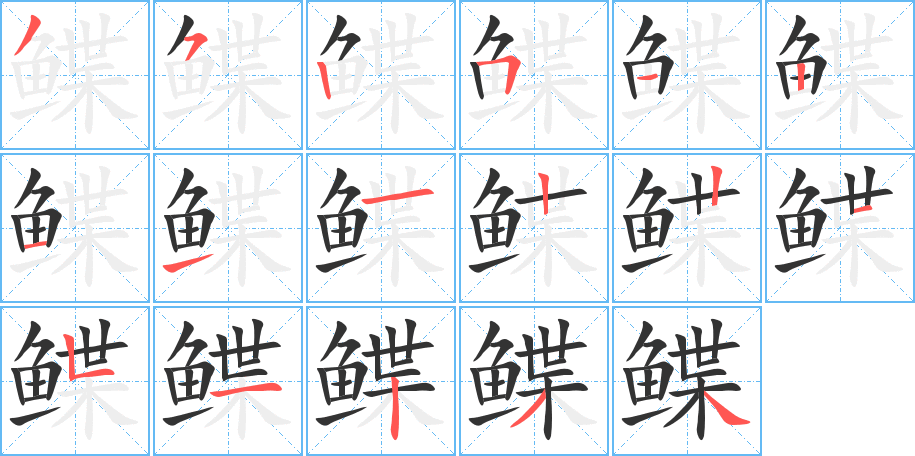鰈字筆畫寫法