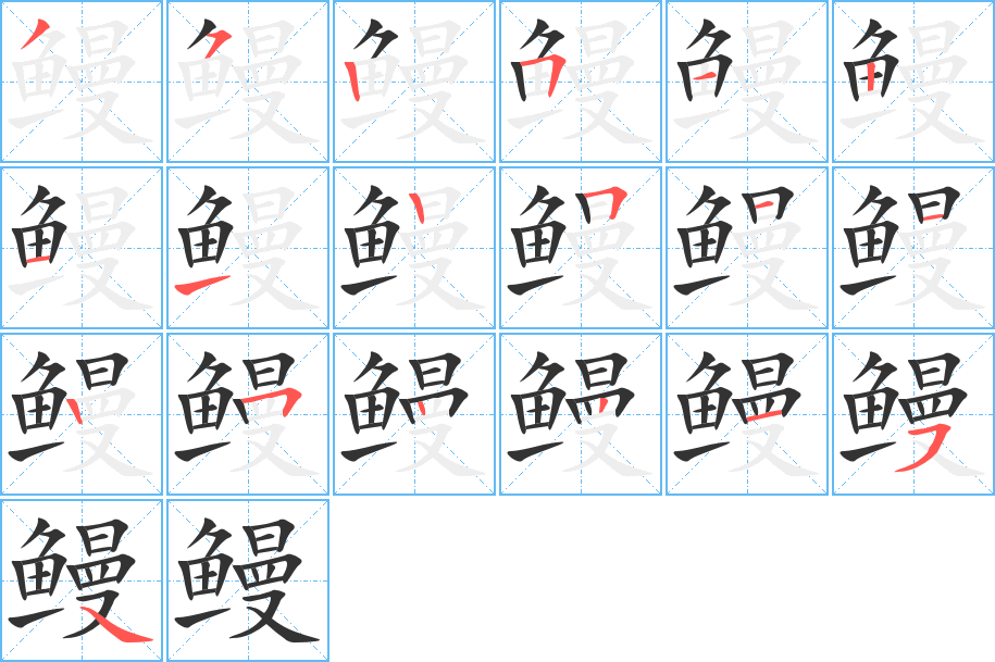 鰻字筆畫寫法