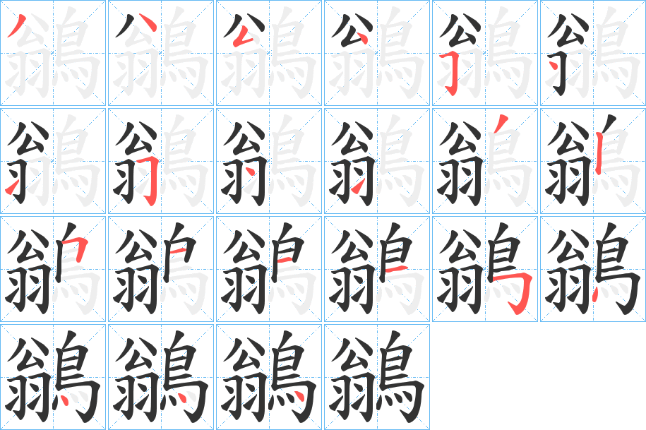鶲字筆畫(huà)寫(xiě)法