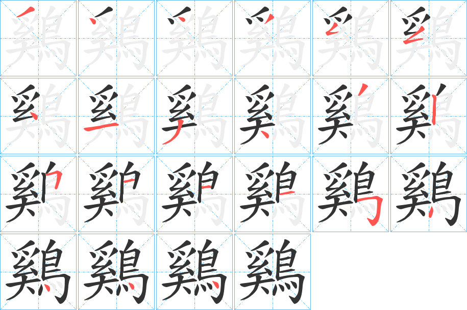 鷄字筆畫寫法