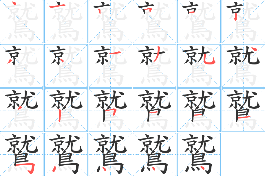 鷲字筆畫(huà)寫(xiě)法
