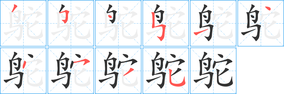 鴕字筆畫寫法