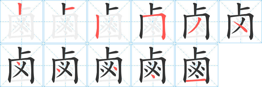 鹵字筆畫寫法